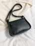 Small Saddle Bag Black Square Decor PU