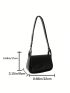 Small Saddle Bag Black Square Decor PU