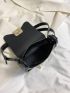 Small Saddle Bag Black Square Decor PU