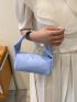 Mini Bucket Bag Blue Zipper PU