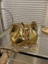 Mini Bucket Bag Metallic Gold Funky Crocodile Embossed PU