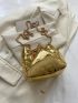 Mini Bucket Bag Metallic Gold Funky Crocodile Embossed PU