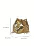 Mini Bucket Bag Metallic Gold Funky Crocodile Embossed PU