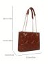 PU Square Bag Embossed Detail Chain