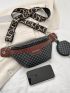 Women's Geometric Print PU Sling Bag, Trendy & Stylish Crossbody Purse for Travel