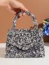 Sequin Square Bag Flap Glamorous, Perfect Bride Purse For Wedding, Prom & Party Events