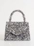 Sequin Square Bag Flap Glamorous, Perfect Bride Purse For Wedding, Prom & Party Events