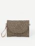 Paper Straw Bag Braided Detail Flap