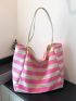 Acrylic Shopper Bag Stripe Pattern Oversized