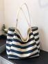 Acrylic Shopper Bag Stripe Pattern Oversized