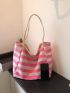 Acrylic Shopper Bag Stripe Pattern Oversized