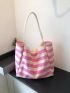 Acrylic Shopper Bag Stripe Pattern Oversized