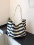 Acrylic Shopper Bag Stripe Pattern Oversized