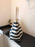 Acrylic Shopper Bag Stripe Pattern Oversized