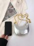 Mini Hobo Bag Chain Letter Decor, Clear Bag