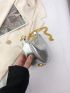 Mini Hobo Bag Chain Letter Decor, Clear Bag