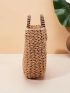 Shell Decor Straw Bag Ring Handle