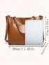 PU Shoulder Bag Brown Minimalist