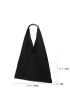 Polyester Hobo Bag Black Minimalist