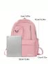 Letter Patch Decor Classic Backpack Waterproof With Zipper Nylon