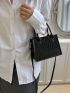 Crocodile Embossed Square Bag Double Handle Zipper Metallic PU Funky