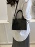 Crocodile Embossed Square Bag Double Handle Zipper Metallic PU Funky