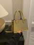 Crocodile Embossed Square Bag Double Handle Zipper Metallic PU Funky