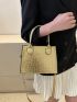 Crocodile Embossed Square Bag Double Handle Zipper Metallic PU Funky