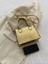 Crocodile Embossed Square Bag Double Handle Zipper Metallic PU Funky