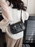 Black Square Bag Flap PU