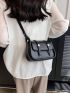 Black Square Bag Flap PU