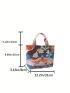 Plant & Figure Graphic Shopper Bag Double Handle Polyester