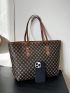 Geometric Pattern Shoulder Tote Bag Large Capacity Vintage