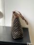 Geometric Pattern Shoulder Tote Bag Large Capacity Vintage