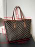 Geometric Pattern Shoulder Tote Bag Large Capacity Vintage