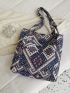 Vintage Geometric Print Shopper Bag Fashion