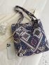 Vintage Geometric Print Shopper Bag Fashion