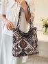 Vintage Geometric Print Shopper Bag Fashion