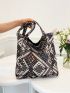 Vintage Geometric Print Shopper Bag Fashion