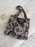 Vintage Geometric Print Shopper Bag Fashion