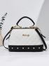 Metal Patch Quilted Pattern Square Bag Fashion With Zipper