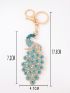 Peacock Design Rhinestone Decor Bag Charm Fashion