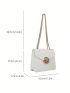 Mini Square Bag Solid Color Metal Decor Chain Strap