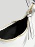 Tassel Decor Hobo Bag Zipper Contrast Binding Small For Vacation