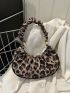 Medium Ruched Bag Leopard Print Fashion Style