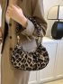 Medium Ruched Bag Leopard Print Fashion Style