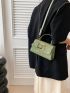 Small Square Bag Crocodile Embossed Buckle Decor Top Handle