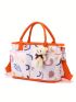 Graphic Print Tote Bag Double Handle With Bag Charm