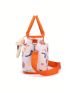 Graphic Print Tote Bag Double Handle With Bag Charm