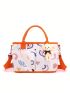 Graphic Print Tote Bag Double Handle With Bag Charm